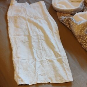 Women's White Maxi Linen-Blend Skirt Dress